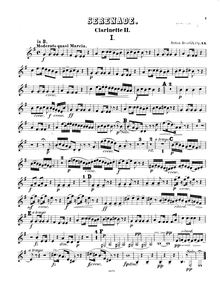 Partition clarinette 2 (B♭, A), Serenade pour vent Instruments, Serenáda pro dechové nástroje