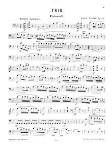 Partition de violoncelle, Piano Trio No.2, G minor, Dvořák, Antonín