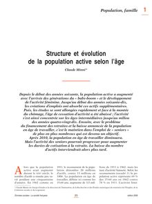 Structure et évolution de la population active selon l âge