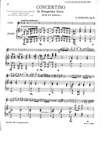 Partition de piano, violon Concertino en Hungarian Style