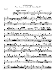 Partition flûte 1, 2, Piano Concerto No.2, Op.40, D minor, Mendelssohn, Felix