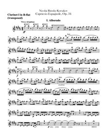 Partition clarinette 1, 2 (B♭ - transposed), Spanish Capriccio, Каприччио на испанские темы ; Испанское каприччио ; Capriccio espagnol ; Capriccio on Spanish Themes
