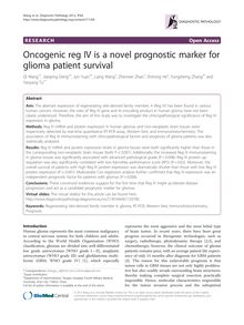 Oncogenic reg IV is a novel prognostic marker for glioma patient survival