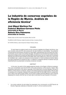 La industria de conservas vegetales de la región de Murcia : análisis de eficiencia técnica