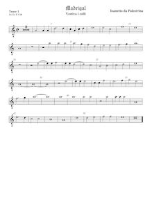 Partition ténor viole de gambe 1, octave aigu clef, 3 madrigaux par Giovanni Pierluigi da Palestrina