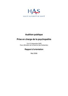 Prise en charge de la psychopathie - Psychopathie - Rapport d orientation