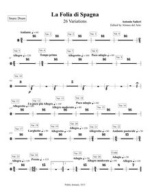 Partition Snare tambour, 26 Variations on La Folia di Spagna, D minor