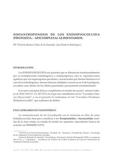 Zooantroponosis de los endodyococcida (protozoa – apicomplexa) alimentarios