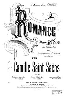 Partition complète, Romance, Op.36, Saint-Saëns, Camille