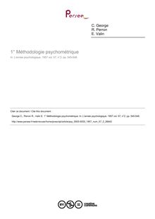 Méthodologie psychométrique - compte-rendu ; n°2 ; vol.57, pg 545-548