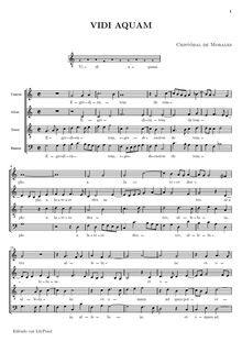 Partition choral Score, Vidi aquam, G major, Morales, Cristóbal de