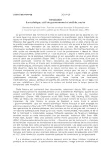 Alain Desrosières 30/04/08 Introduction La statistique, outil ...