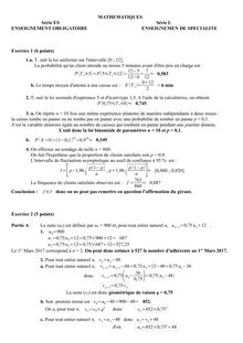 Corrigé mathématiques bac ES (2017)