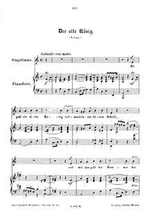 Partition No.2: Der alte König, 3 Balladen, Op.116, Loewe, Carl