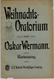 Partition couverture couleur, Weihnachtsoratorium, Op.110, Wermann, Oskar