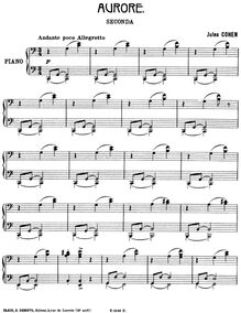 Partition , Aurore (piano 4 mains), Pages Enfantines, various, Cohen, Jules
