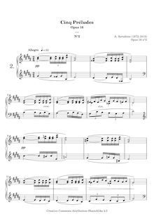 Partition Prelude No.2, Préludes Op.16, Scriabin, Aleksandr