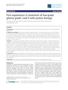 First experiences in treatment of low-grade glioma grade I and II with proton therapy