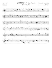 Partition ténor viole de gambe 2, octave aigu clef, Fantasia pour 5 violes de gambe, RC 37