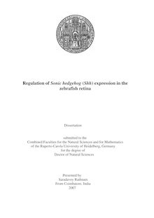 Regulation of Sonic hedgehog (Shh) expression in the zebrafish retina [Elektronische Ressource] / presented by Saradavey Rathnam