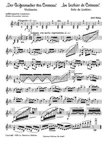 Partition complète et , partie, A cremonai hegedűs, Le luthier de Crémone / Der Geigenmacher von Cremona / The Violinist of Cremona