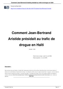 Comment Jean-Bertrand Aristide présidait au trafic de drogue en Haïti