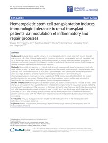 Hematopoietic stem cell transplantation induces immunologic tolerance in renal transplant patients via modulation of inflammatory and repair processes