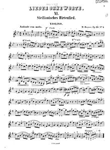 Partition de violon, chansons ohne Worte pour violoncelle et Piano