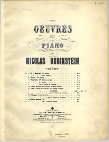 Partition couverture couleur, 3 Morceaux, Rubinstein, Anton