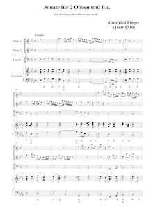 Partition Sonata No.6, sonates à deux flûtes et basse, Finger, Godfrey
