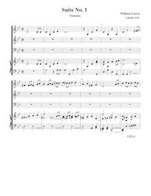 Partition complète,  No.1 pour 3 violes de gambe et orgue, Lawes, William par William Lawes