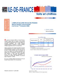 L emploi salarié en Ile-de-France dans le secteur concurrentiel à la fin du 1er trimestre 2008