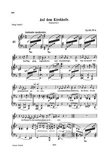 Partition No.4 – Auf dem Kirchhofe., 5 chansons, Brahms, Johannes