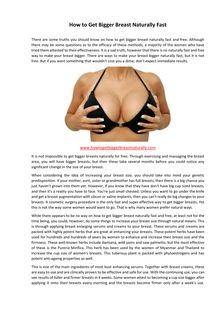 How to Get Bigger Breast Naturally Fast