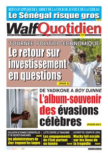 Walf Quotidien n°8754 - du Mardi 01 juin 2021