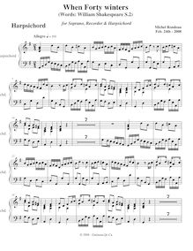 Partition clavecin , partie, When Forty Winters, Rondeau, Michel
