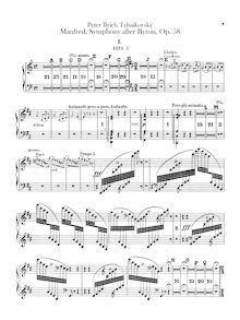 Partition harpe 1, 2, Manfred, Манфред, B minor, Tchaikovsky, Pyotr