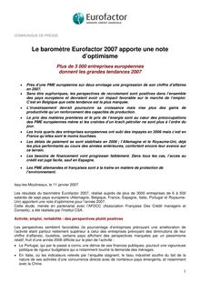 communiqué de presse -  Le baromètre Eurofactor 2007 apporte une ...