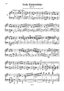 Partition complète, 6 Kinderstücke, Op.72, Mendelssohn, Felix par Felix Mendelssohn