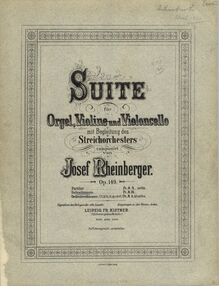 Partition couverture couleur,  pour orgue Trio et cordes, Suite für Orgel, Violine, Violoncello und Streichorchester