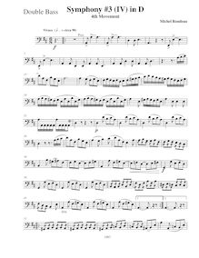 Partition Basses, Symphony No.3, Symphony for Strings, D major, Rondeau, Michel par Michel Rondeau