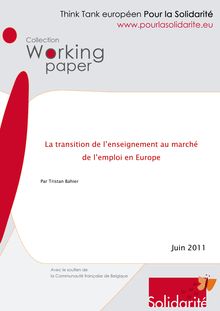 Juin 2011 La transition de l enseignement au marché de l emploi en ...