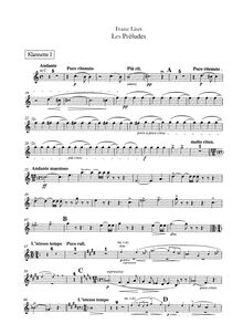 Partition clarinette 1, 2 (en C), Les Préludes, Symphonic Poem No.3