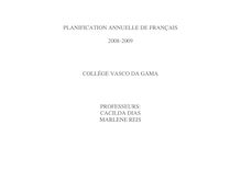 PLANIFICATION ANNUELLE DE FRANÇAIS 2008-2009 COLLÉGE VASCO DA GAMA ...