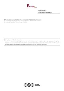 Pensée naturelle et pensée mathématique - article ; n°3 ; vol.28, pg 273-300