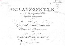 Partition complète, 6 Canzonette a 3 ed a 4 Voci, Cannabich, Carl August