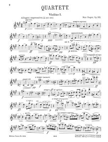 Partition parties, corde quatuor, Op.121, F♯ minor, Reger, Max