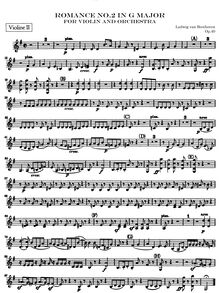 Partition violons II, Romance pour violon et orchestre, G Major