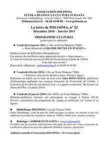 ASSOCIATION POLIMNIA  SCUOLA DI LINGUA E CULTURA ITALIANA