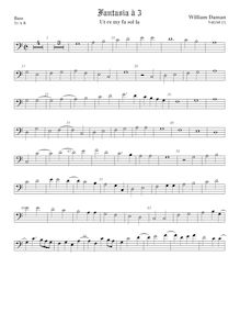 Partition viole de basse (basse clef), Fantasia pour 3 violes de gambe